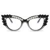 LJCZKA Rhinestone Cat Eye Glasses Women Retro Diamond Bling Shiny Cateye Blue Light Blocking Glasses Computer Eyeglasses (Black Diamond Clear) view 2