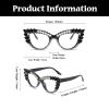 LJCZKA Rhinestone Cat Eye Glasses Women Retro Diamond Bling Shiny Cateye Blue Light Blocking Glasses Computer Eyeglasses (Black Diamond Clear) view 3