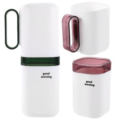 2pcs Portable Toothbrush Holder Travel Toothbrush Holders Tooth Paste Travel Accessories Toothpaste Case Storage Detachable Cover Bathroom Mug