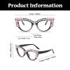 LJCZKA Rhinestone Cat Eye Glasses Women Retro Diamond Bling Shiny Cateye Blue Light Blocking Glasses Computer Eyeglasses (Pink Diamond Clear) view 3