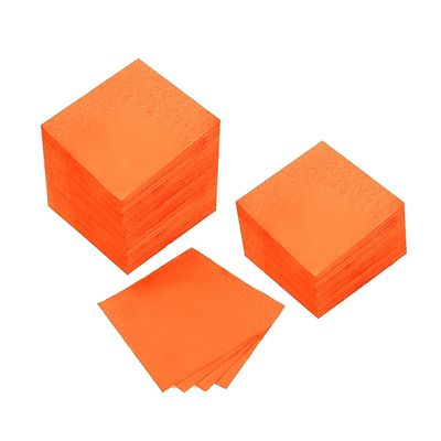 100 Pack Cocktail Napkin 2-Ply Dessert Napkins Folded 5 x 5 Inches Disposable Napkins for Dinner Wedding Birthday Party Bridal Anniversary Reception Event (100, Orange)