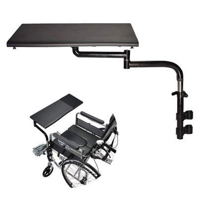 ROLTIN Wheelchair Tray Ergonomic Wheelchair Computer Desk, Adjustable Distance and Height, Universal Trays Removable Wheelchair Lap Tray Table for Eating Reading & Resting (Blac