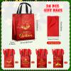 24 Pack Christmas Gift Bags with Tissues, Red Medium Reusable Christmas Tote Bags with Handles, Metallic Gold Foil Goodie Bags Non Woven Gift Bag Bulk for Xmas Holiday Party Favors, 5x8x10 Inch view 2