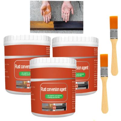 PONNYC 3Pcs Metal Rust Remover, 300g Rust Conversion Agent with Brush,Rust Renovator Paint,Corrosion Resistant and Anti-rust,for Various Metal Products Surfaces,Long Lasting Protection