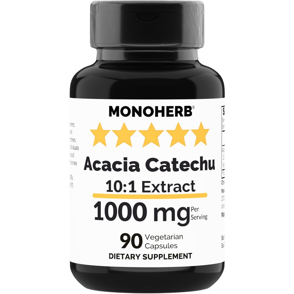 MONOHERB Acacia Catechu Extract 1000 mg - 90 Vegetarian Capsules
