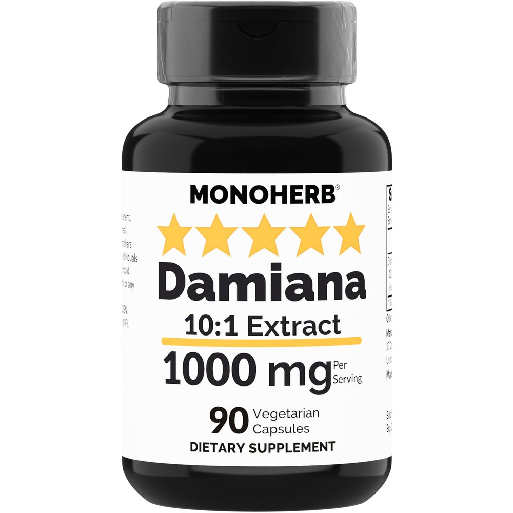 MONOHERB Damiana Extract 1000 mg - 90 Vegetarian Capsules