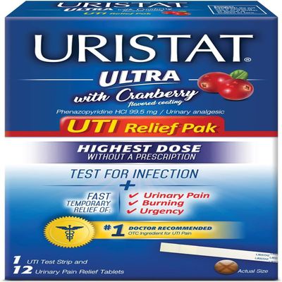 URISTAT Ultra UTI Relief Pack, 1 UTI Test Strip & 12 Pain Relief Tablets (Pack of 4)