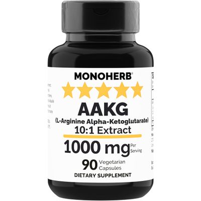 MONOHERB AAKG - L-Arginine Alpha-Ketoglutarate - 1000 mg - 90 Vegetarian Capsules
