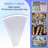 COQOFA Long Self Adhesive Cellophane Bags 2x8" 200 Pcs Clear Cookie Candy Treat Resealable Self Sealing Plastic Cello Long Strip Transparent Individual view 4