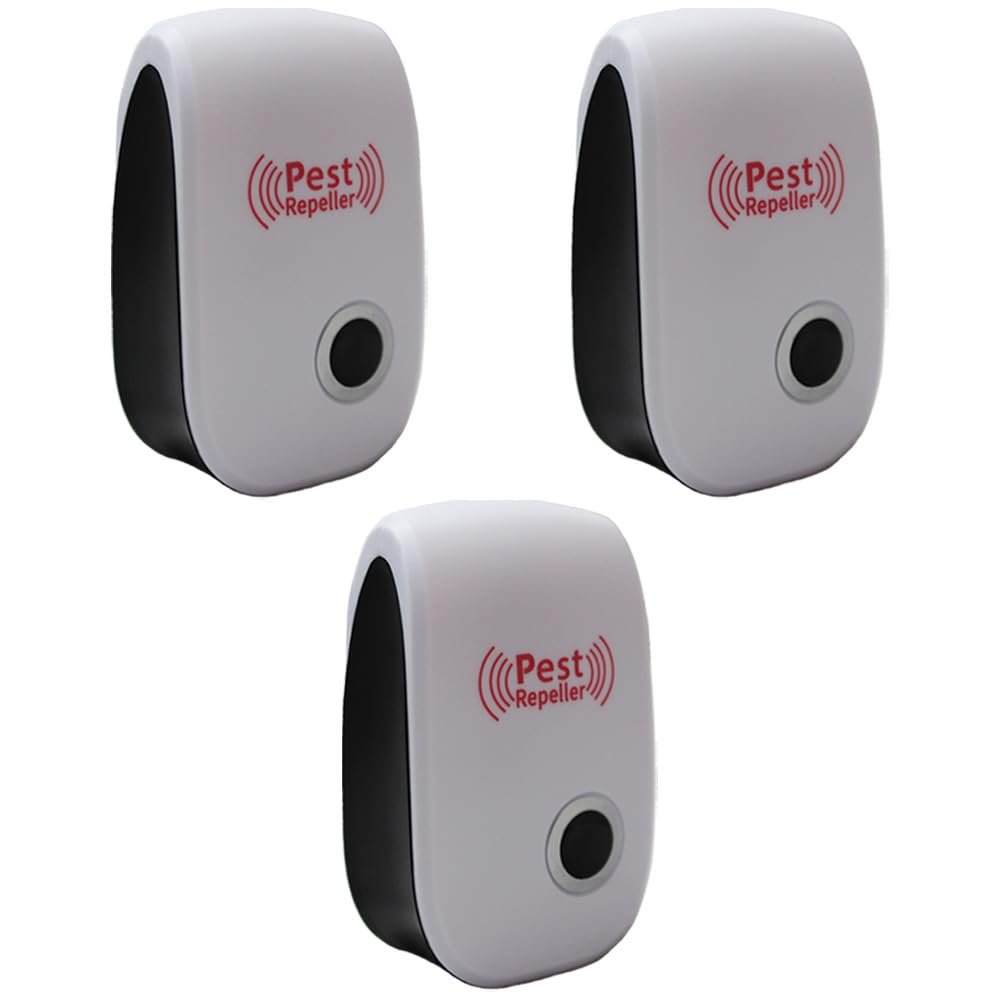 3-Pack Fenzer Ultrasonic Indoor Pest Control Repeller for Bugs, Insects, Mice, Spiders