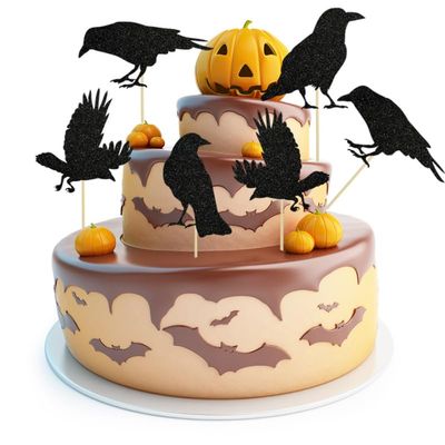 120 Pcs Black Paper Bat Cupcake Toppers for Halloween Party Cake Decoration Wedding Celebration Picks