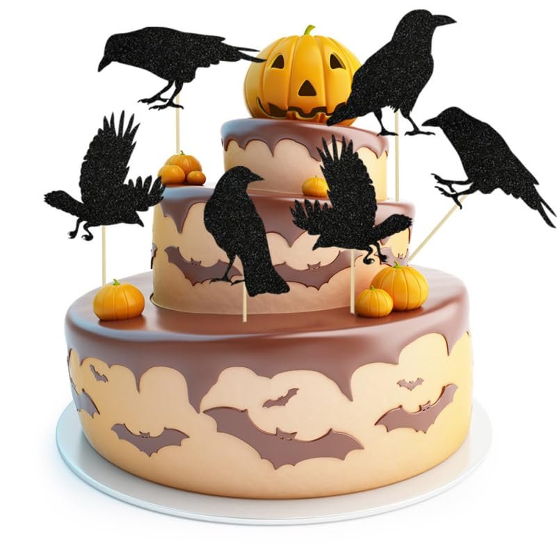 120 Pcs Black Paper Bat Cupcake Toppers for Halloween Party Cake Decoration Wedding Celebration Picks