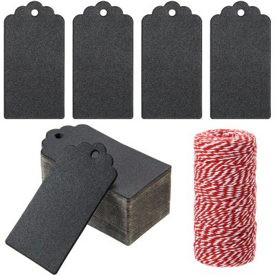 360 Pcs Black Gift Tags Christmas Shimmer Paper Gift Tags with Hole Rectangle Hanging Gift Labels with String for Christmas DIY Crafts Holiday Present Wrapping Party Favors,1.89x3.62