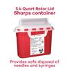 Dealmed Sharps Container 5.4 Quart Rotor Lid - Professional Medical Needle Disposal - Puncture Resistant Red Container for Healthcare Facilities (Case of 20) view 2