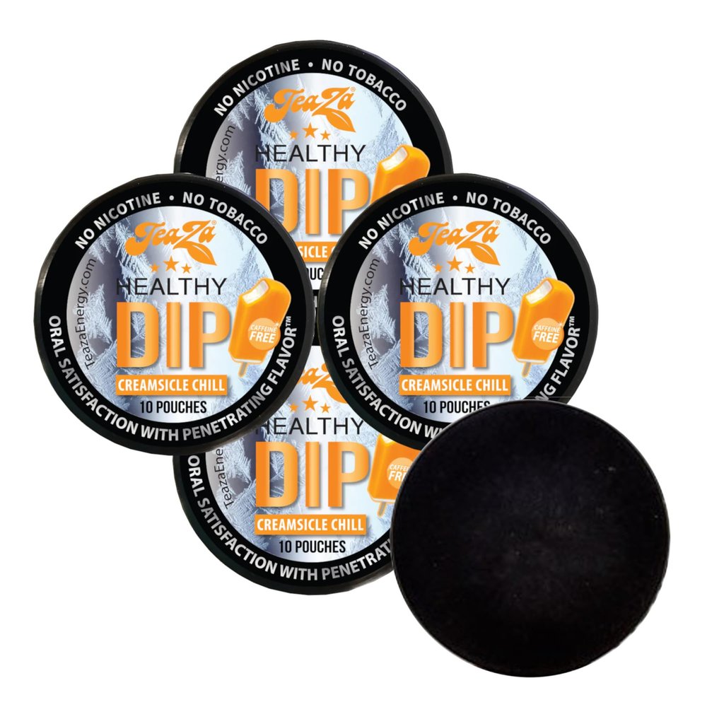 DC Crafts Nation Skin Can Cover with Teaza Herbal Energy Pouches Creamsicle 4 Cans - Black