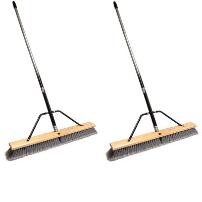 American Select Tubing Pbma24004-2 Heavy Duty 24" Multi-Surface Push Broom with Silver/Black Handle (2 Pack)