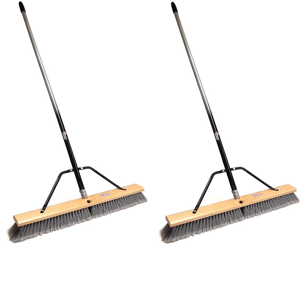 American Select Tubing Pbma24004-2 Heavy Duty 24" Multi-Surface Push Broom with Silver/Black Handle (2 Pack)