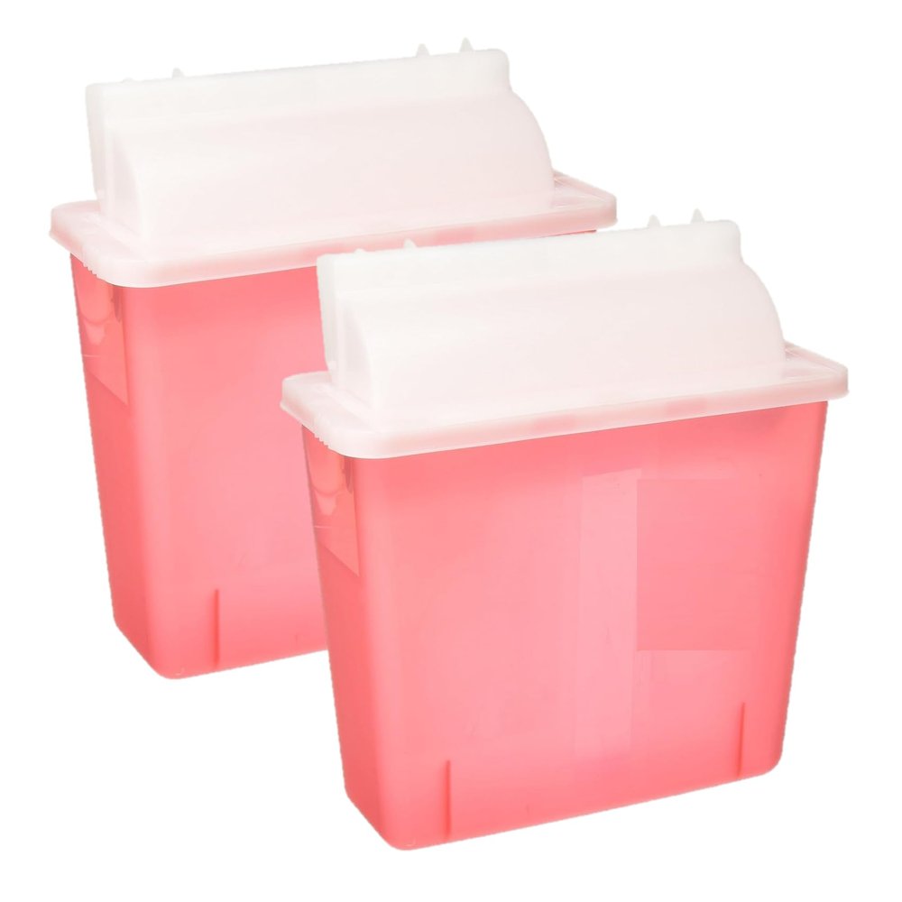 Dealmed Sharps Container 5 Quart Mailbox Lid, Professional Medical Needle Disposal, Puncture Resistant Container for Healthcare Facilities, Red (Pack of 1)