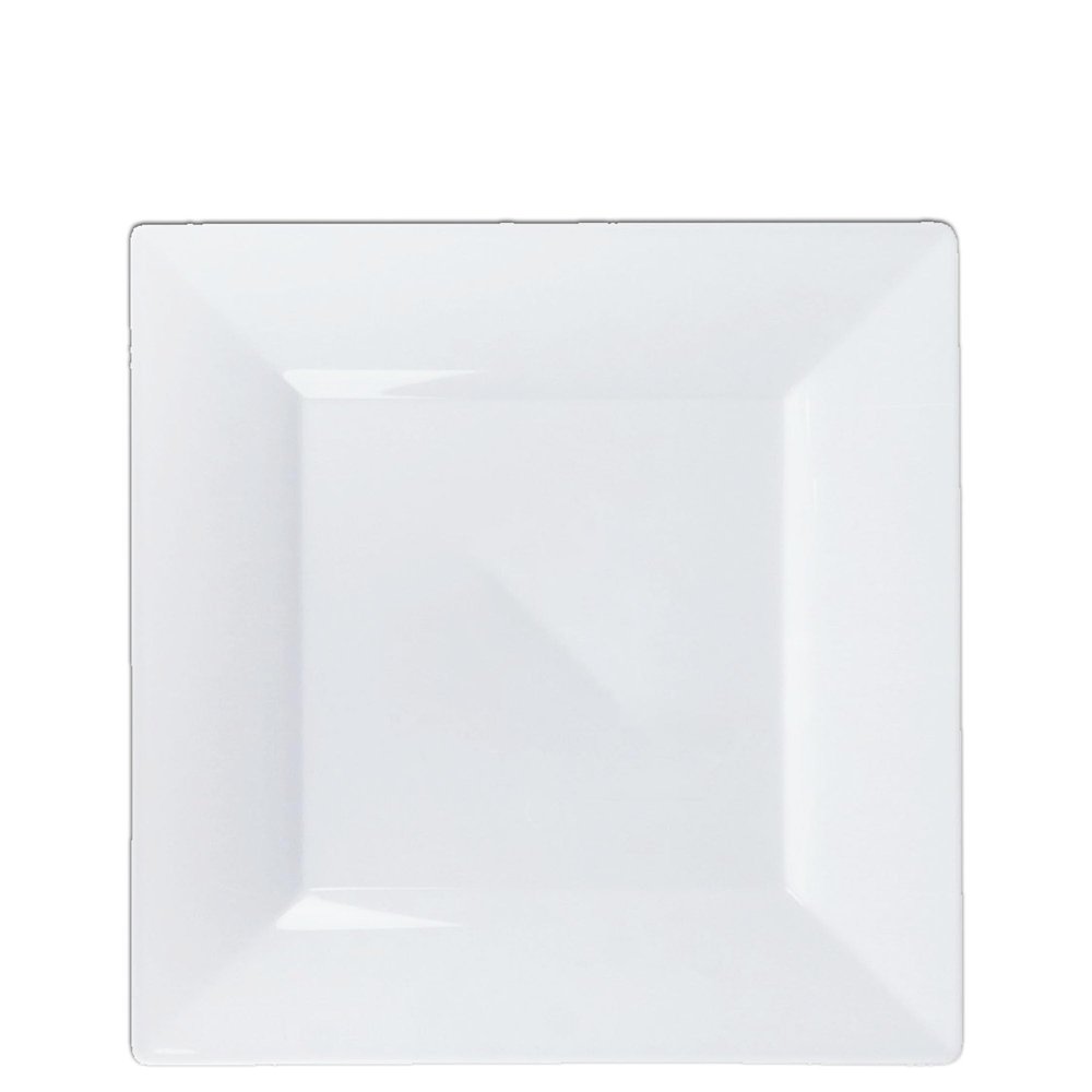 EcoQuality 8" inch White Square Plastic Plates - Disposable China Like Party Plates, Heavy Duty Salad Plates, Dessert Plate, Dinners, Dessert, Wedding, Serveware, Catering (50)