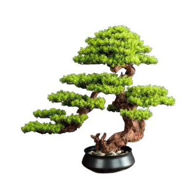 MOOWI Artificial Bonsai Tree Simulated Bonsai Welcoming Guests Pine Green Plant Bonsai Decoration Landscape Hotel Living Room Decoration Indoor Landscape Artificial Trees Plants