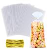 MORIDA 200pcs 5x11 inch Cellophane Treat Bags - Clear Gift & Cake Pop Bags for Parties & Goodies with 5" Twist Ties view 1