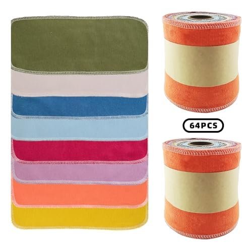 Minasuki Reusable Toilet Paper - Cotton Reusable Bidet Towels,Absorbent Washable Paperless Towels roll,64 Pcs Washable & Re-Rollable Cloth Toilet Paper Bidet Wipes