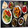 Homemade hummus roasted cherry tomatoes and pita bread Middle Eastern Canvas Wall Art Decor Paintings Pictures for Bedroom Wall Decor Above Bed Living Room Wall Decoration Bathroom Office Artwork view 1