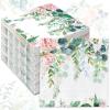 80Pcs Greenery Floral Paper Napkin Watercolor Flower Disposable Luncheon Napkin Spring Dinner Hand Napkin for Wedding Baby Shower, 6.5 x 6.5 Inch view 1