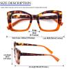 REAVEE 6 Pack Oversized Square Reading Glasses Oprah Style for Women, Blue Light Blocking Thick Large Frame Computer Designer Fashion Readers Spring Hinge with Leather Case,1.75 view 3
