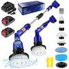2 Batteries Electric Cleaning Brush for Bathroom, 1200RPM Power Cordless Spin Scrubber with 6 Replaceable Brush Heads and Telescopic Handle, 2 Speeds for Shower Bathtub Kitchen Window Car view 1