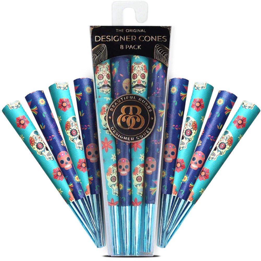 Beautiful Burns, Dia de los Muertos Combo Pre-Rolled Cones - 8 Pack of Pre Roll Cone Shells