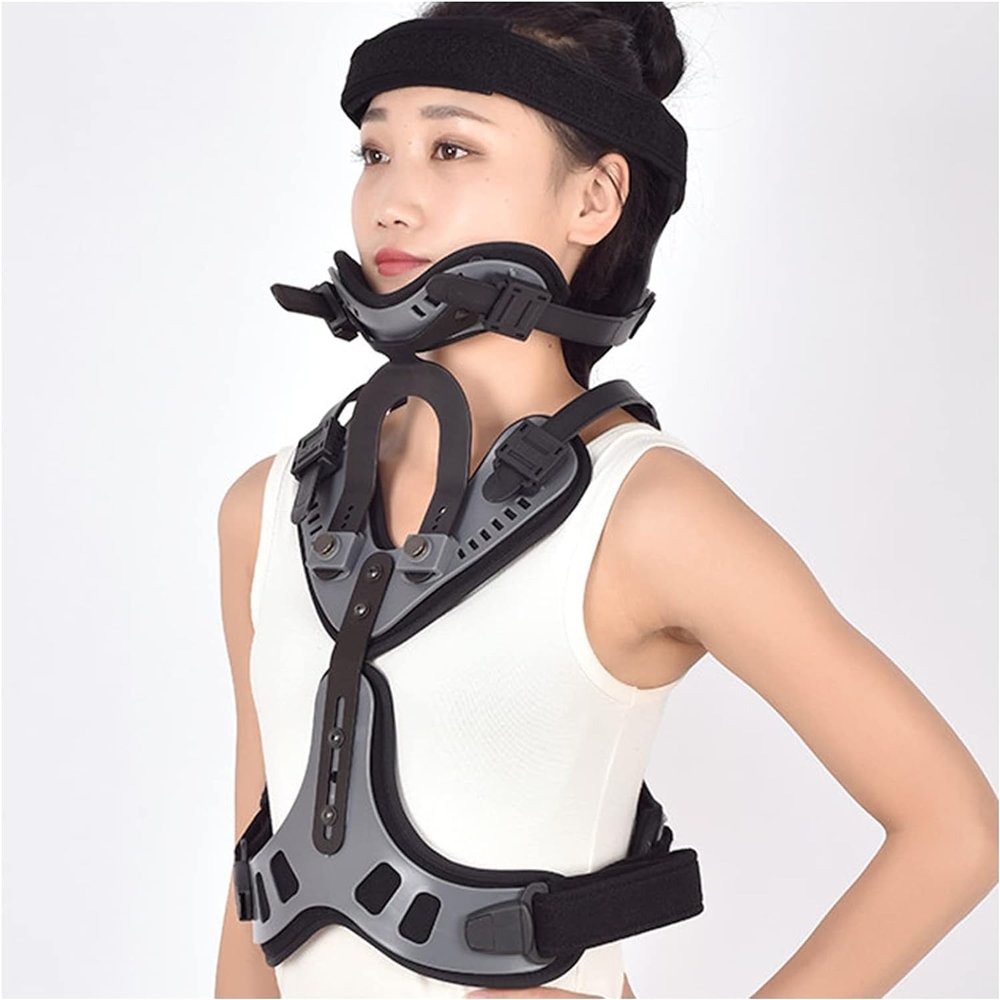 DKULMN Cervical Thoracic Orthosis, Adjustable Head Neck Chest Corrector, Lumbar Spine Orthosis, Cervical Rehabilitation Brace for Women Men