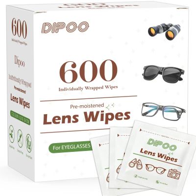 600 Count Lens Wipes for Eyeglasses, Eye Glasses Cleaner Wipes Pre-moistened Individually Wrapped Sracth-Free Streak-Free Eyeglasses Cleaning for Sunglass, Camera Lens, Goggles