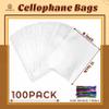 LOKIQNG Cellophane Bags Plastic Gift Bag Clear Cookie Treat Bags with Twist Ties for Party Favor Bag(100PACK, 8x11inch) view 3