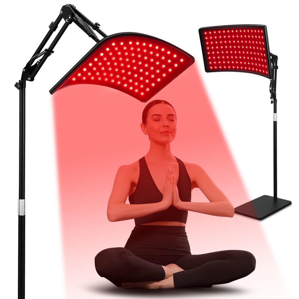 Red Light Therapy Lamp for Body, Infrared Light Therapy Lamps with Stand 660nm Red Light &850nm Near Infrared Light Therapy Lamp Device for Body at Home with Eyes Protection GogglesBrown Black