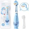 Papablic Toddler Sonic Electric Kids Toothbrush for Ages 1-3 Years, Baby Electric Toothbrush with Cute Penguin Cover and Smart LED Timer, 2 Brush Heads (Pippin) view 1