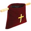Abbylike Velvet Church Offering Bag with Wooden Handles 10 Inch Religious Offering Pouch Handle Church Collection Bag for Churches Communion Supplies (Red) view 1