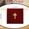 Abbylike Velvet Church Offering Bag with Wooden Handles 10 Inch Religious Offering Pouch Handle Church Collection Bag for Churches Communion Supplies (Red) view 2