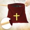 Abbylike Velvet Church Offering Bag with Wooden Handles 10 Inch Religious Offering Pouch Handle Church Collection Bag for Churches Communion Supplies (Red) view 3