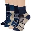 7BIGSTARS KINGDOM Women's Cotton Diabetic Patterned Quarter Socks - 4 Pack Medium - Seamless Heart Fashion- Sock Size 9-11 Shoe Size 5-9 M Dark Navy, Light Navy, Denim Blue, Ecru view 1