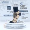 7BIGSTARS KINGDOM Women's Cotton Diabetic Patterned Quarter Socks - 4 Pack Medium - Seamless Heart Fashion- Sock Size 9-11 Shoe Size 5-9 M Dark Navy, Light Navy, Denim Blue, Ecru view 3