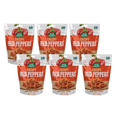 Fresh Gourmet Crispy Red Peppers Crunchy Snack and Salad Topper 3.5 Ounce (Pack of 6)