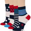 7BIGSTARS KINGDOM Women's Cotton Diabetic Quarter Loose Fit Socks - 4 Pack Large - Stripe - Polka Dot - Sock Size 10-12 Shoe Size 8-12 L Dark Navy, Blue, Red, White view 1