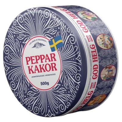 Nyakers Pepparkakor Swedish Ginger Snaps in God Helg Good Weekend Tin Can - Aroma Packed Ginger Cookies Traditionally Baked in Sweden - Original & Old Fashioned Gingersnap Cookies (17.64 oz)
