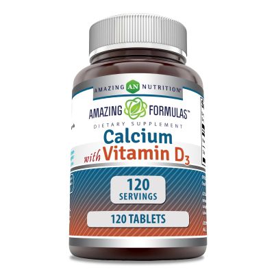 Amazing Formulas Calcium with Vitamin D3 Supplement | Tablets | Non-GMO | Gluten-Free | Made in USA (Pack of 1 | 120 Count)