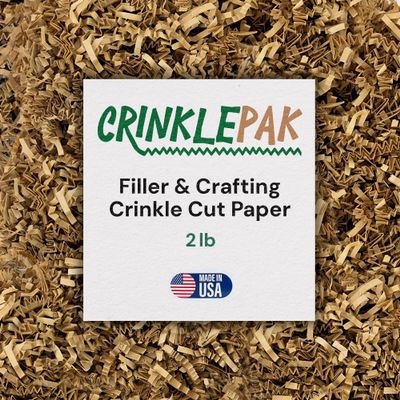 CrinklePak 2LB USA Made kraft Crinkle Paper Filler | Great Shredded Paper For Gift Baskets, Shipping Packages, Gift Box, Basket Filler for Christmas, Birthdays, Weddings, Anniversaries | kraft Crinkle