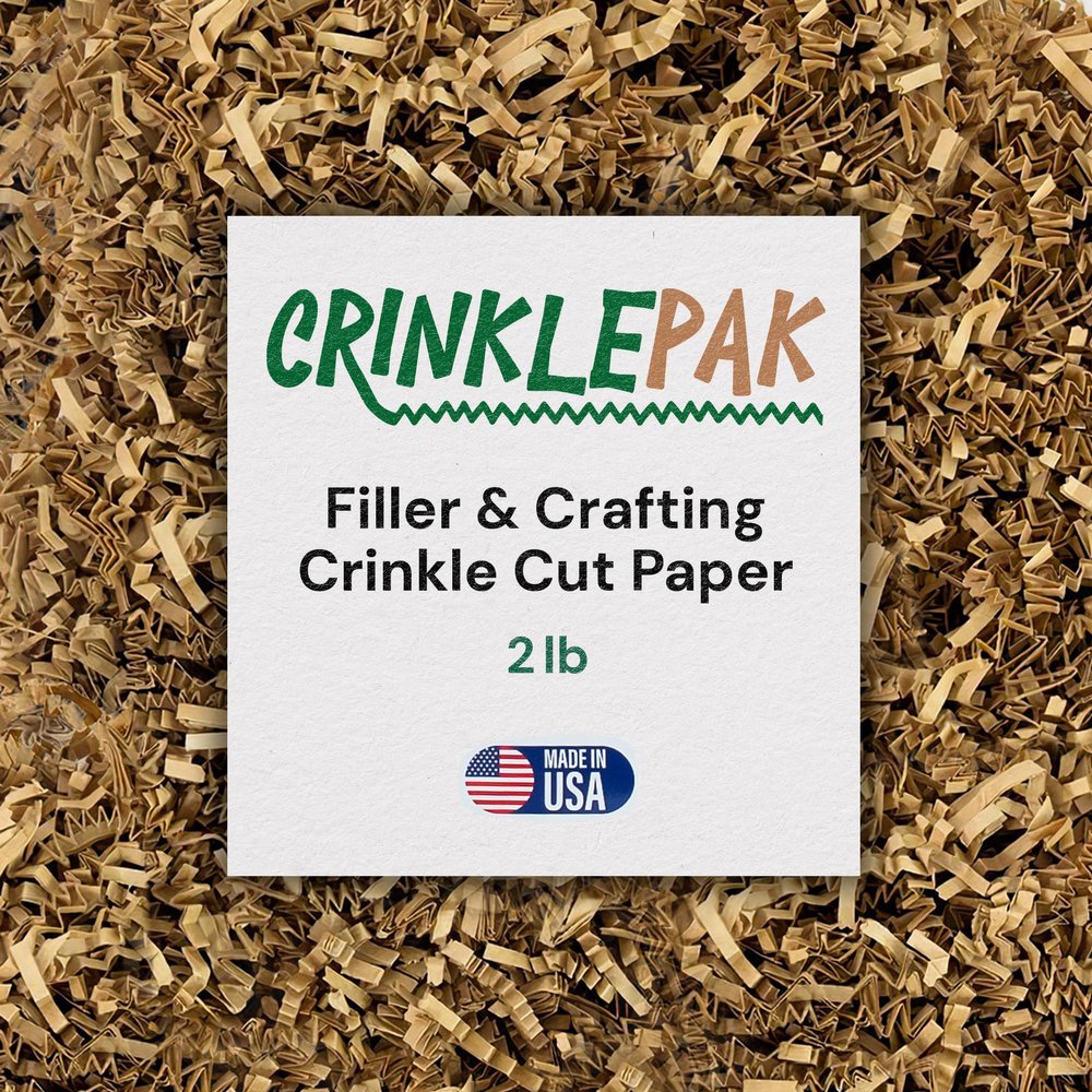 CrinklePak 2LB USA Made kraft Crinkle Paper Filler | Great Shredded Paper For Gift Baskets, Shipping Packages, Gift Box, Basket Filler for Christmas, Birthdays, Weddings, Anniversaries | kraft Crinkle