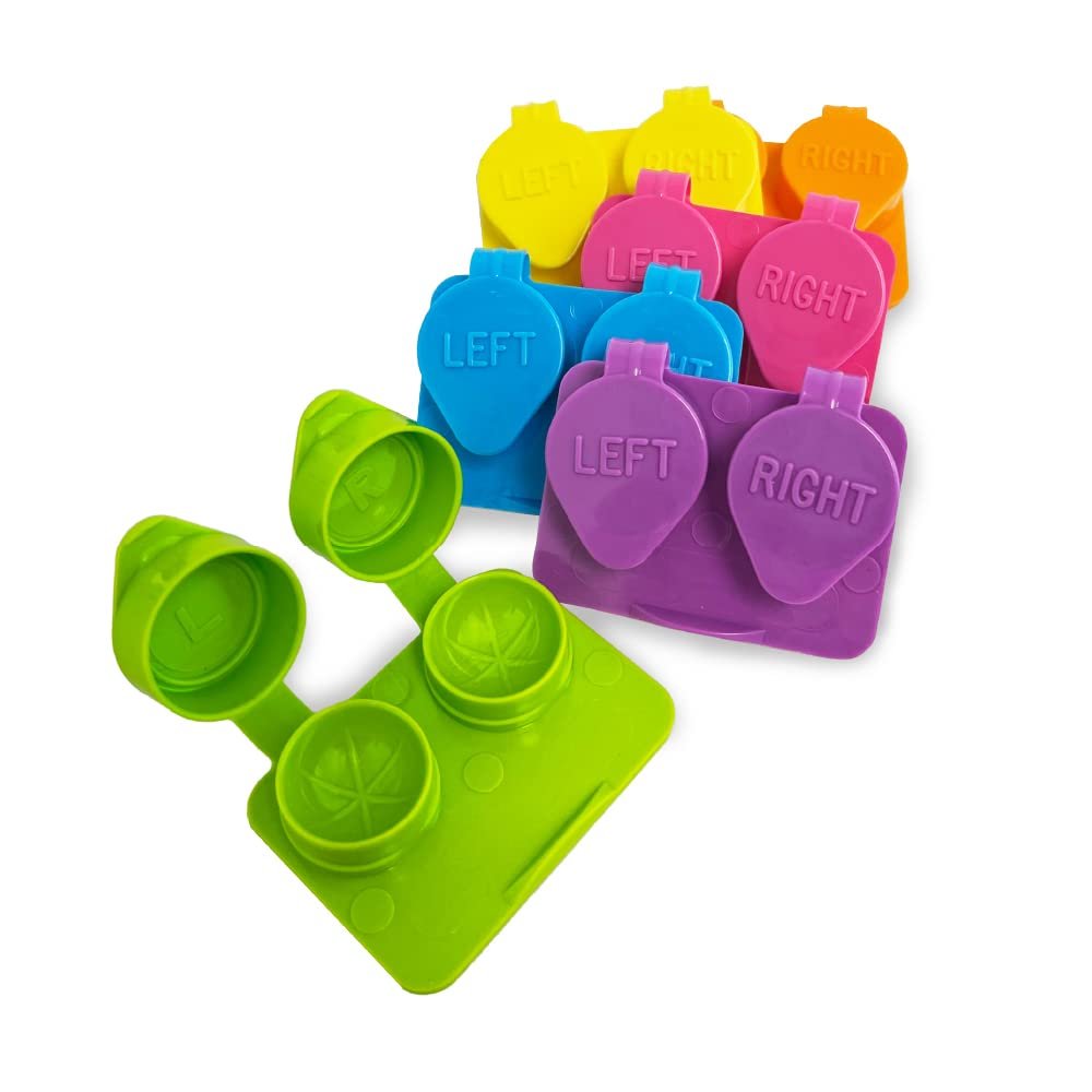 Amcon Contact Lenses Cases Flat Ribbed Extra Deep Well - Assorted, 6 Pack Mix