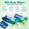 Body Wipes for Adults - XL Wet Wipes 8" x 12" (600 count) | Rinse Free Bathing - Wash Cloths for incontinence, Disposable Washcloths with Aloe Vera and Vitamin E - Camping, Elderly, Bathing view 2