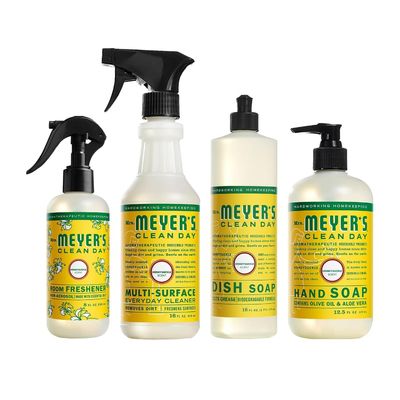 Mrs. MEYER'S Clean Day Honeysuckle Scent Variety, 1 Room Freshener 8 OZ, 1 Liquid Dish Soap 16 OZ, 1 Liquid Hand Soap 12.5 OZ, 1 Multi-surface Cleaner 16 OZ, Honeysuckle, 1 CT